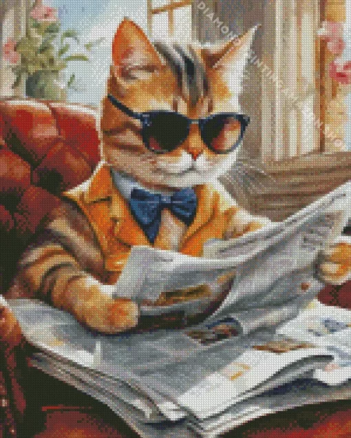 Kitty Reading Diamond Painting