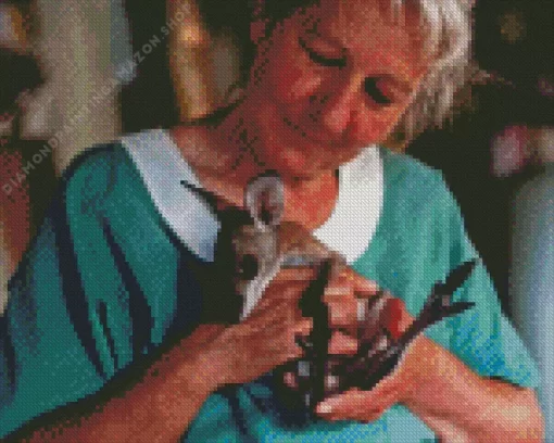 Woman With Kangaroos Diamond Painting