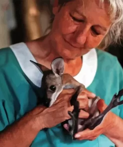 Woman With Kangaroos Diamond Painting