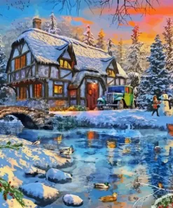 Winter Cottage Diamond Painting