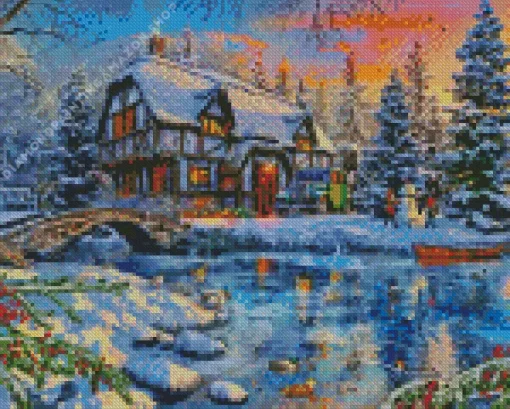 Winter Cottage Diamond Painting