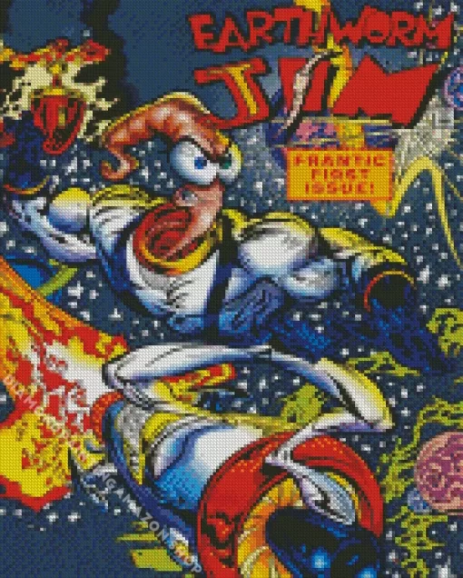 Earthworm Jim Poster Diamond Painting