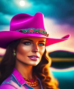 Lady In Pink Hat Diamond Painting