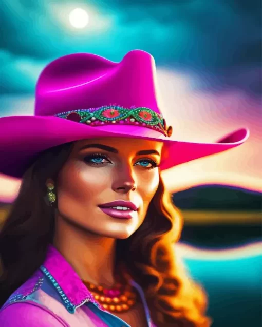 Lady In Pink Hat Diamond Painting