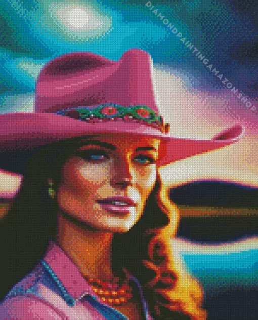 Lady In Pink Hat Diamond Painting