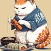 Cute Sushi Cat Diamond Painting