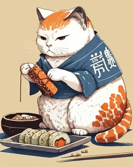 Cute Sushi Cat Diamond Painting