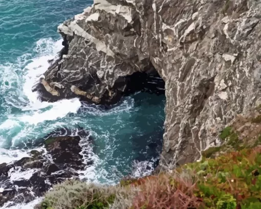 Big Waves Over Rock Diamond Painting