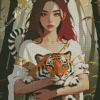 Anime Tiger Woman Diamond Painting