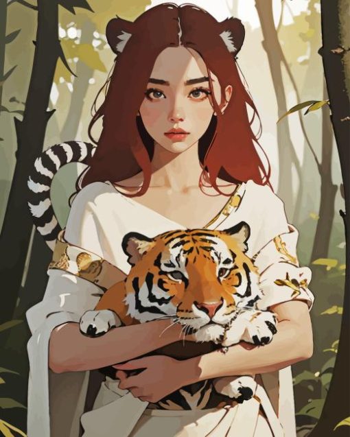 Anime Tiger Woman Diamond Painting