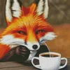 Fox With Coffee Diamond Painting