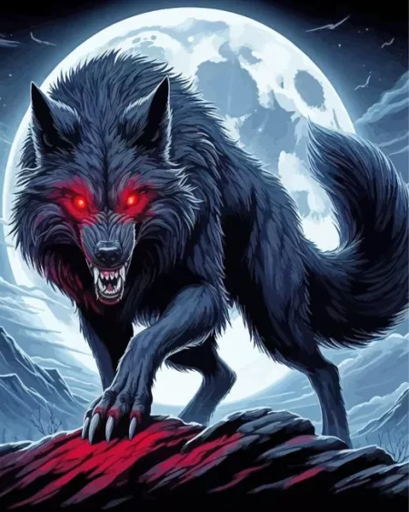 Black Wolf Evil Diamond Painting