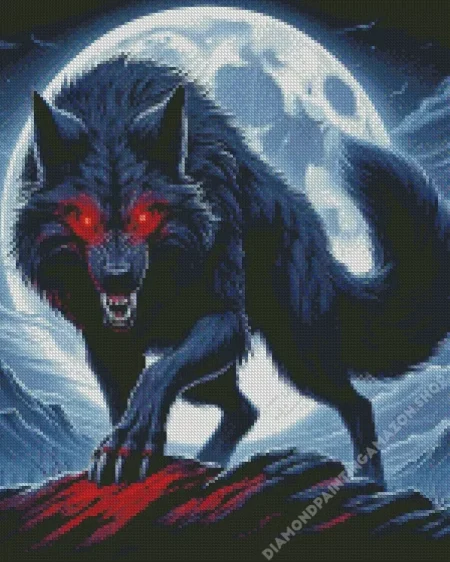 Black Wolf Evil Diamond Painting