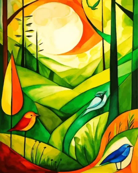 Forest And Birds Diamond Painting