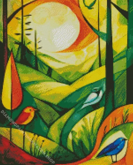 Forest And Birds Diamond Painting