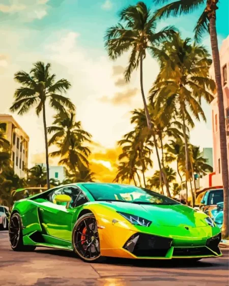 Green Lamborghini Diamond Painting