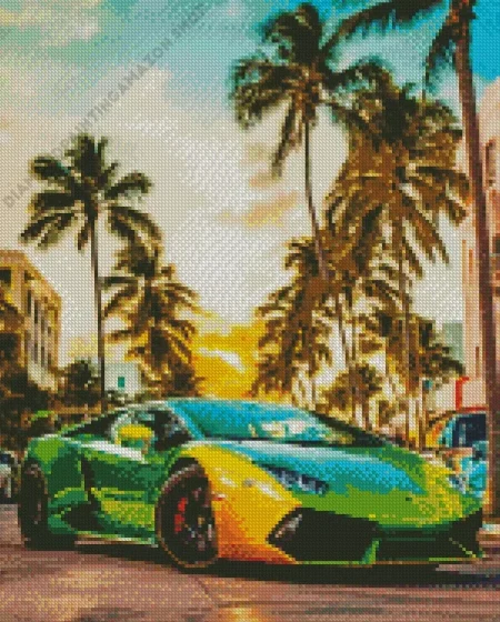 Green Lamborghini Diamond Painting