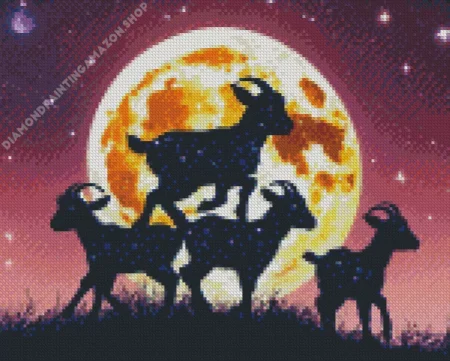 Goats Silhouette Diamond Painting