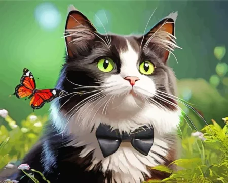 Black Tie Cat Diamond Painting