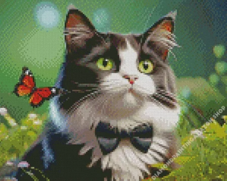 Black Tie Cat Diamond Painting