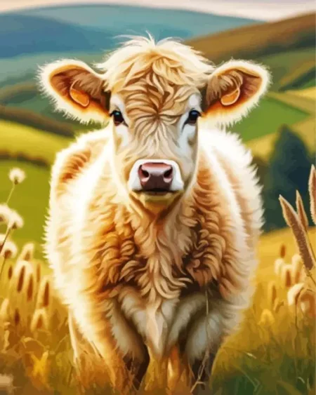 Blonde Cow Diamond Painting