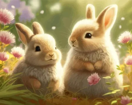 Blonde Bunnies Diamond Painting