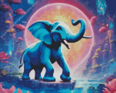 Blue Elephant Diamond Painting