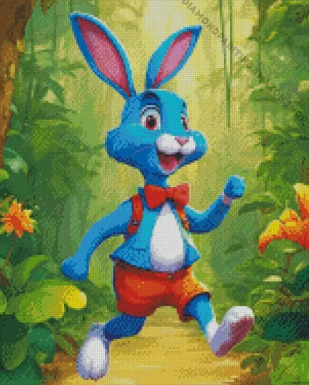 Blue Fun Rabbit Diamond Painting