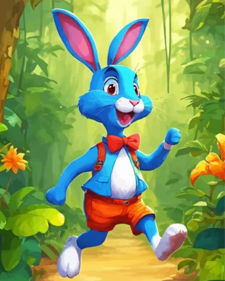 Blue Fun Rabbit Diamond Painting