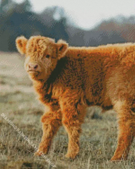 Brown Fluffy Cow Diamond Painting