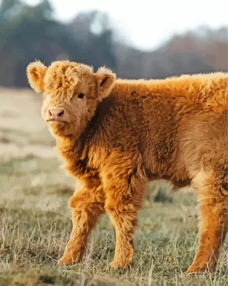 Brown Fluffy Cow Diamond Painting