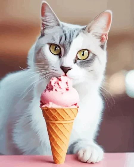 Cat Eating Ice Cream Diamond Painting