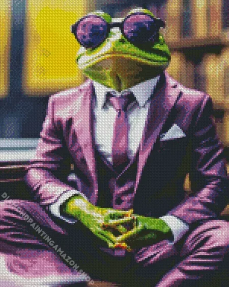 Frog With Glasses Diamond Painting