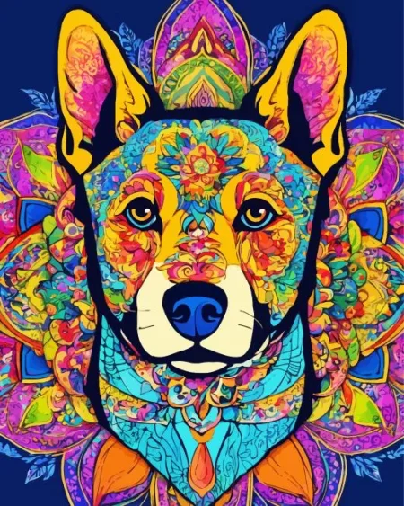 Colorful Dog Mandala Diamond Painting