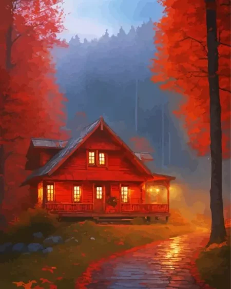 Cool Fall House Diamond Painting