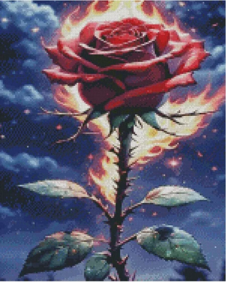 Flaming Rose Art Diamond Painting