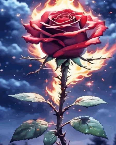 Flaming Rose Art Diamond Painting
