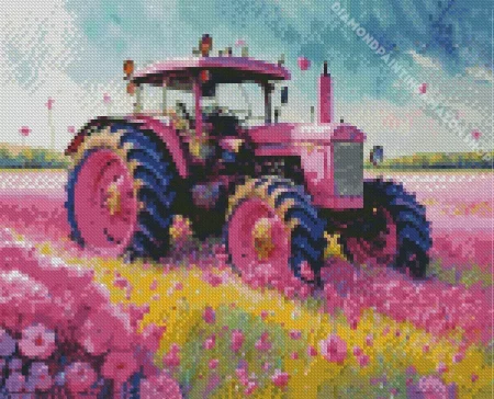 Pink Tractor Diamond Painting