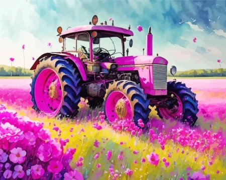 Pink Tractor Diamond Painting