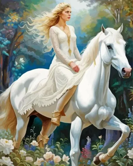 Blonde And Horse Diamond Painting