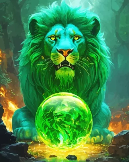 Giant Green Lion Diamond Painting