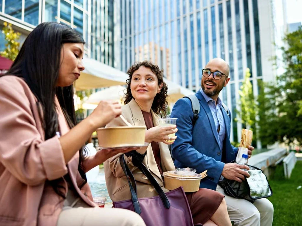 Friends at outdoor lunch